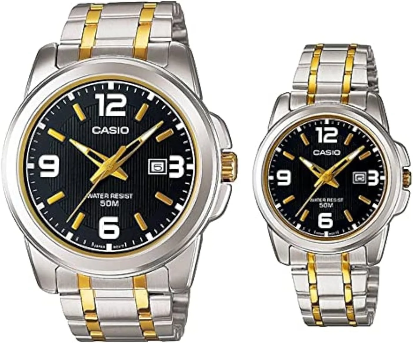 ست ساعت مچی عقربه‌ای مردانه و زنانه کاسیو مدل MTP/LTP-131SG-1AVDF با بدنه استیل ضد زنگ