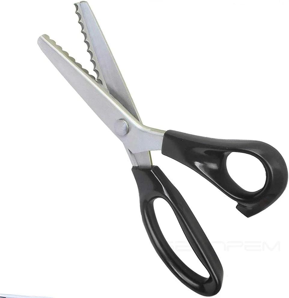 ست قیچی زیگزاگ کیان دارو، 9.2 اینچ، قیچی حرفه ای خیاطی و کاردستی استیل ضد زنگ با دسته، قیچی زیگزاگی (دالبر، 10 میلی متر)