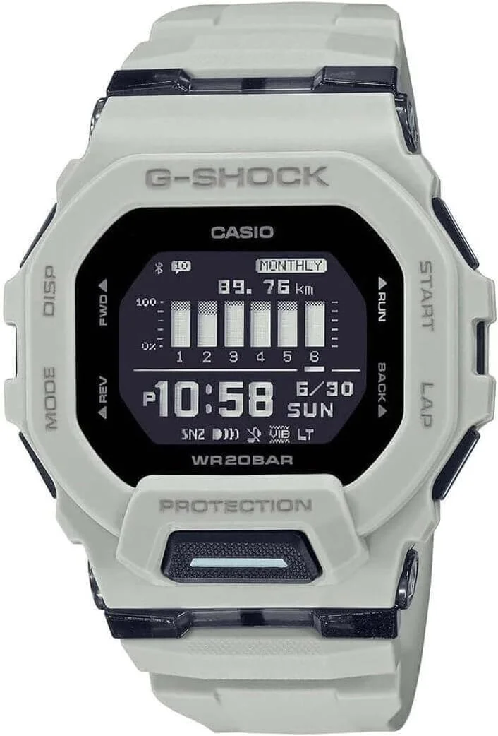 ساعت مچی دیجیتال کاسیو GBD-200UU-9ER G-Shock G-Squad مردانه با بند رزینی، مشکی/سفید