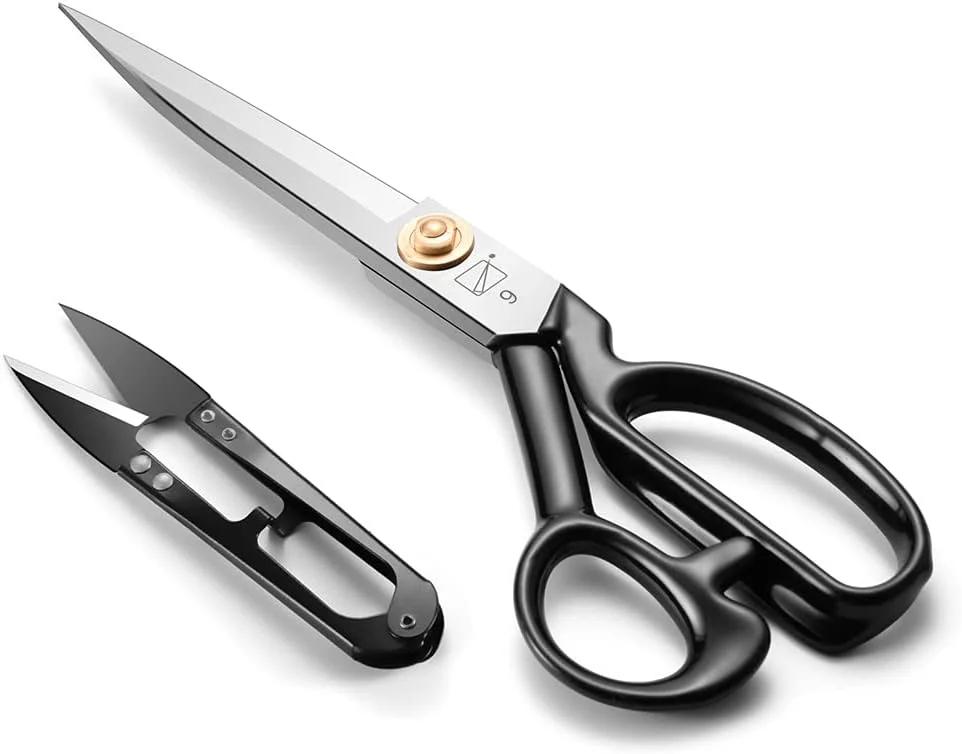 JINJIAN Dressmaking Scissors 9 inch (24cm) - Dressmaker Tailor's Fabric Sewing Shears with Sharp Blades & Soft-Grip Handle for Cutting Fabrics, Leather, Material, Clothes, Altering, Tailoring (White)