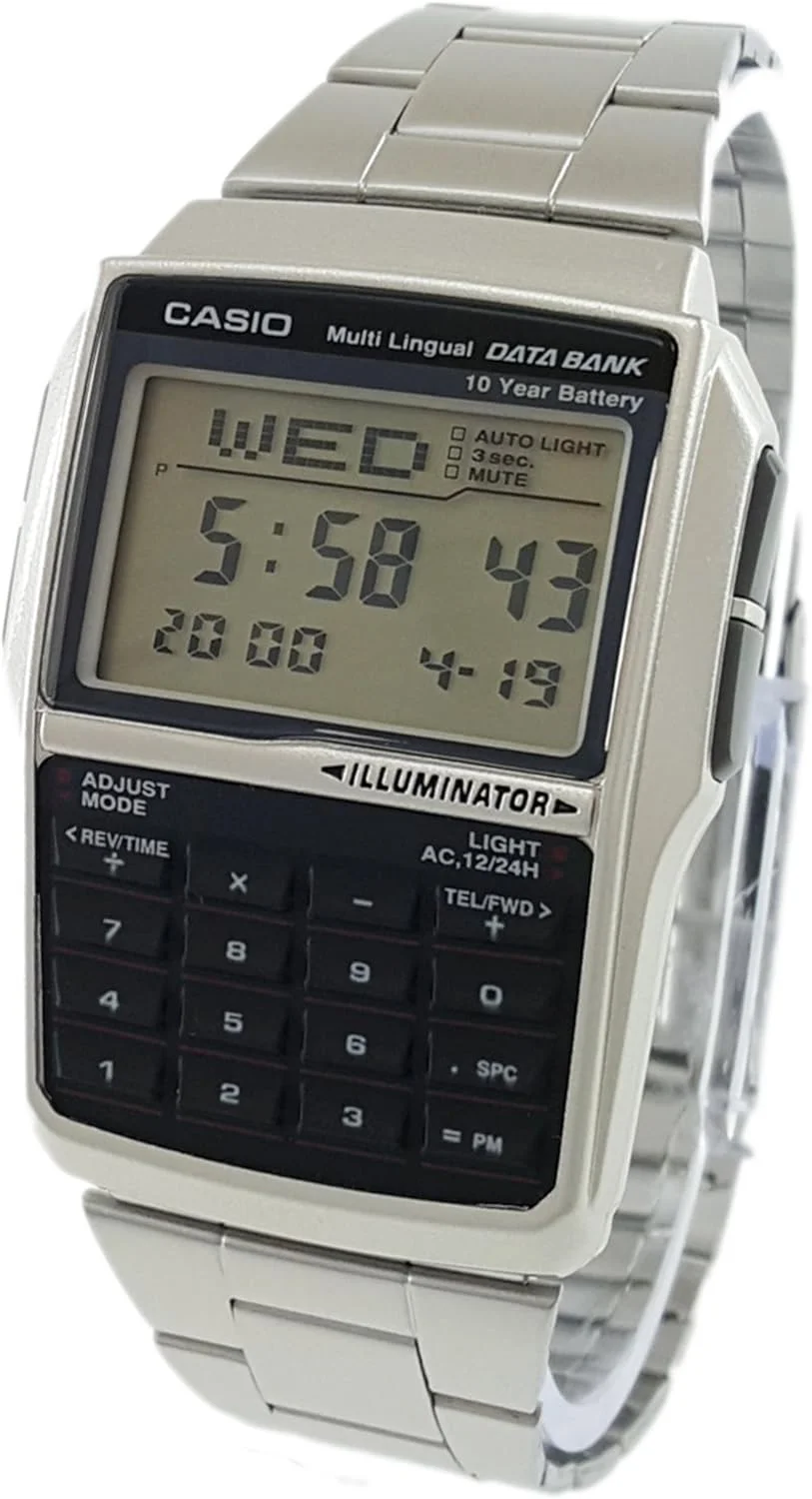 ساعت ماشین حساب کاسیو مردانه DBC-32D-1A استیل نقره ای