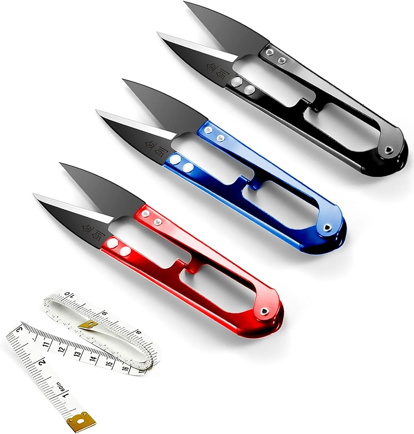 قیچی نخ چین Homlynn مدل U، بسته 3 عددی، قیچی های کوچک برای خیاطی، مناسب برای کارهای دستی و لوازم DIY