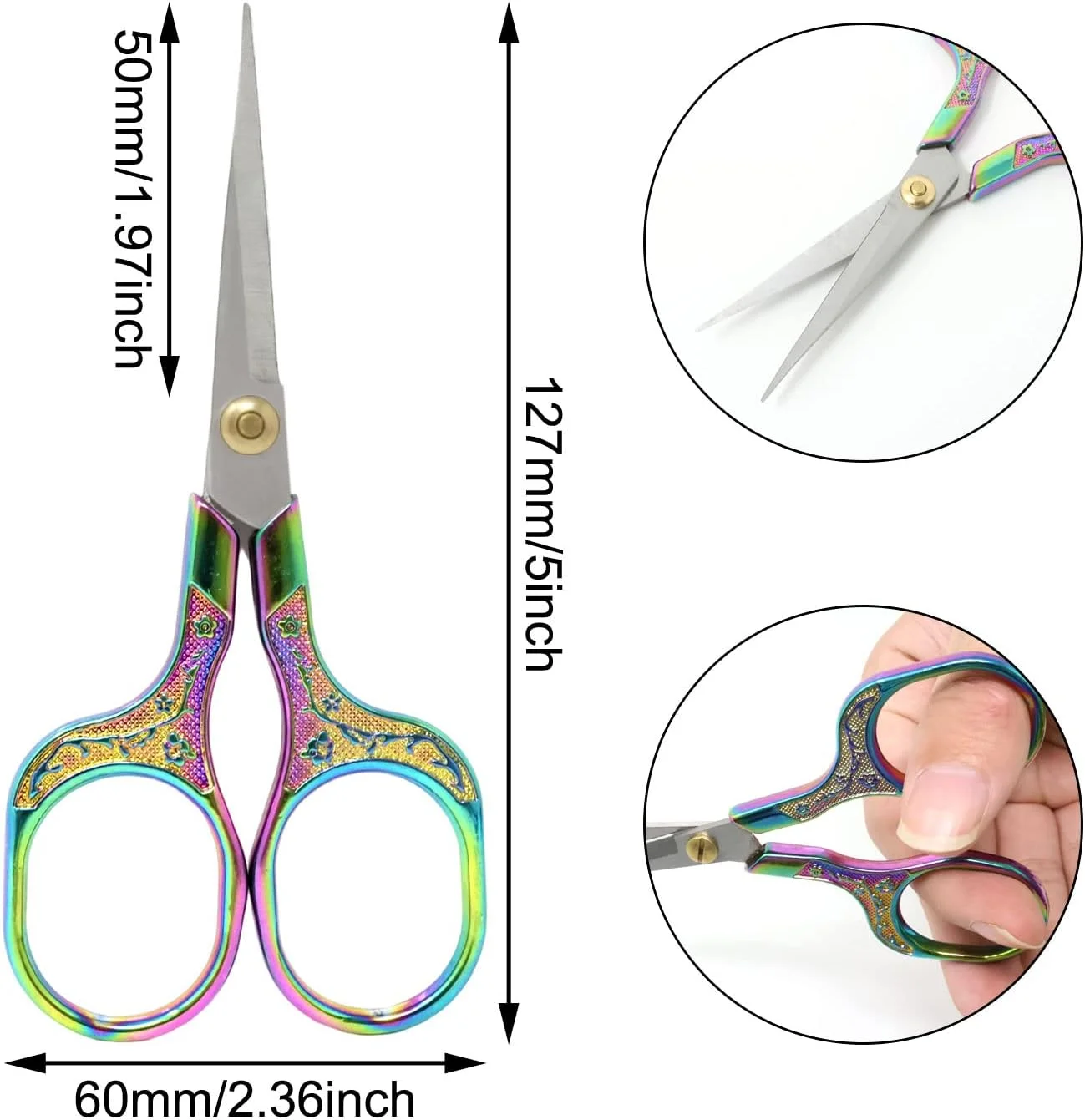 قیچی خیاطی گلدوزی عتیقه Honbay، 2 عددی، قیچی جزئیات استیل ضد زنگ، قیچی چند منظوره برای آشپزخانه، منزل، اداره و مدرسه (2 رنگ) قیچی خیاطی گلدوزی عتیقه Honbay، 2 عددی، قیچی جزئیات استیل ضد زنگ، قیچی چند منظوره برای آشپزخانه، منزل، اداره و مدرسه (2 رنگ)