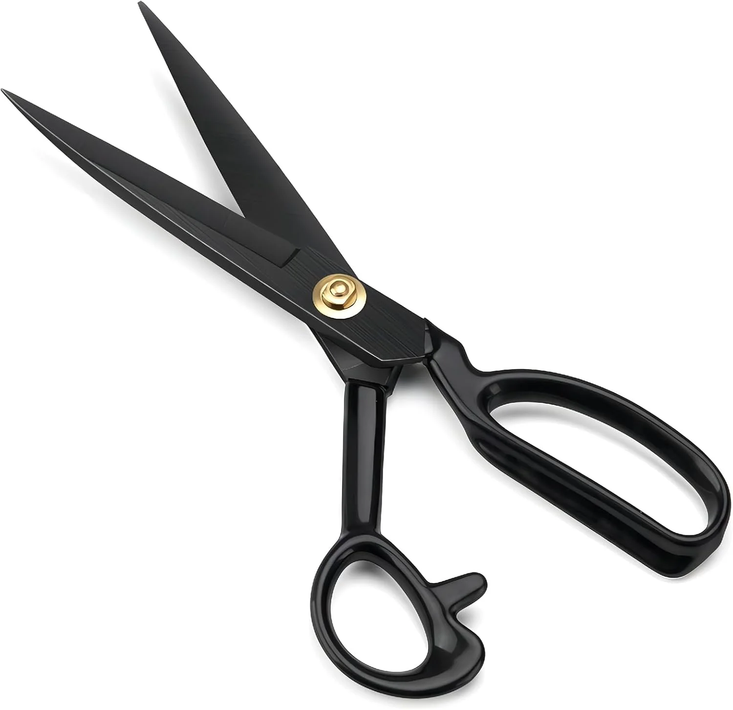 قیچی خیاطی Homlynn - 24 سانتی‌متری (9 اینچ) قیچی خیاطی حرفه‌ای، قیچی تیز فولاد کربنی بالا، قیچی چرم سنگین برای برش پارچه، لباس، چرم، مواد اولیه (مشکی)