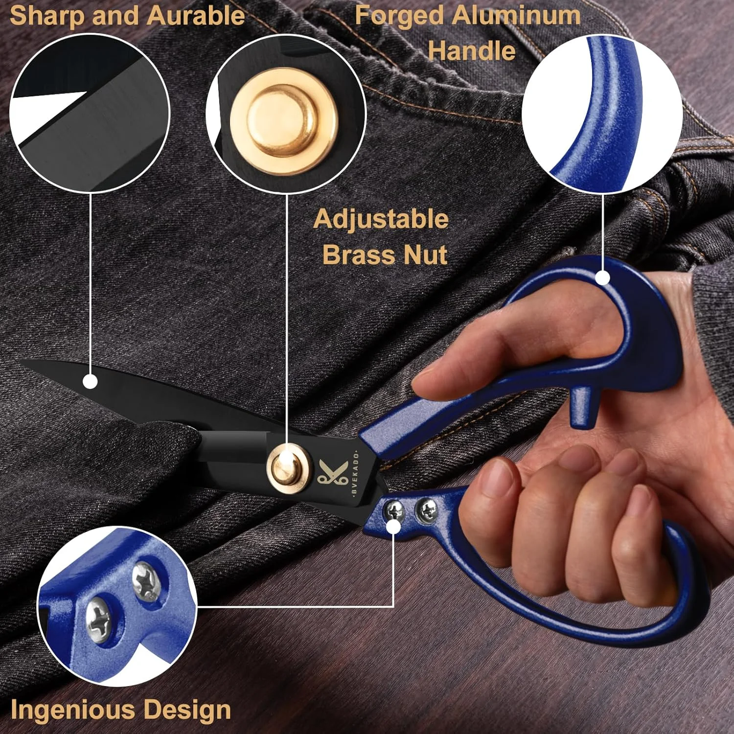 قیچی خیاطی حرفه ای Homlynn، فولاد کربنی 10 اینچی، آبی، دست راست، تیغه منحنی، دسته آلومینیومی، پرداخت ضد زنگ، ایده آل برای جین، چرم، خیاطی، گلدوزی و کارهای دستی و غیره قیچی خیاطی حرفه ای Homlynn، فولاد کربنی 10 اینچی، آبی، دست راست، تیغه منحنی، دسته آلومینیومی، پرداخت ضد زنگ، ایده آل برای جین، چرم، خیاطی، گلدوزی و کارهای دستی و غیره