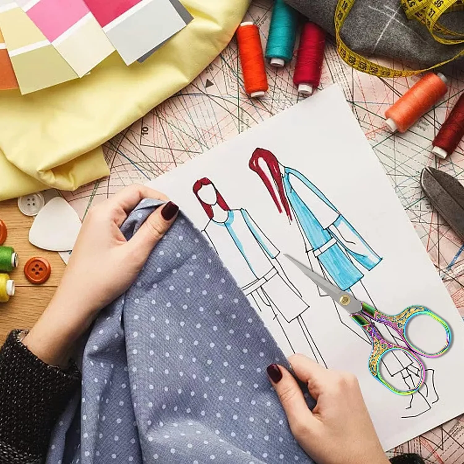 قیچی خیاطی گلدوزی عتیقه Honbay، 2 عددی، قیچی جزئیات استیل ضد زنگ، قیچی چند منظوره برای آشپزخانه، منزل، اداره و مدرسه (2 رنگ) قیچی خیاطی گلدوزی عتیقه Honbay، 2 عددی، قیچی جزئیات استیل ضد زنگ، قیچی چند منظوره برای آشپزخانه، منزل، اداره و مدرسه (2 رنگ)