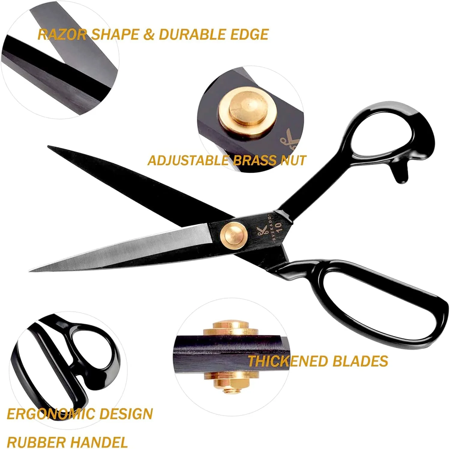 قیچی پارچه هوملین، 25.5 سانتیمتری - قیچی خیاطی و برش پارچه، مناسب برای برش پارچه، لباس و چرم (مشکی، راست دست) قیچی پارچه هوملین، 25.5 سانتیمتری - قیچی خیاطی و برش پارچه، مناسب برای برش پارچه، لباس و چرم (مشکی، راست دست)