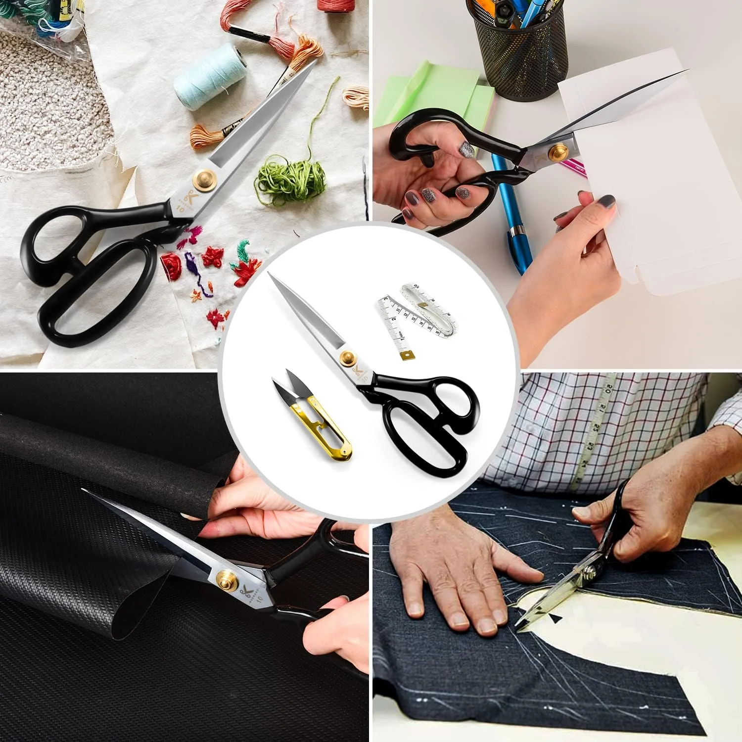 قیچی پارچه بری هملین مخصوص افراد چپ دست - 26.8 سانتی متر با روکش آبکاری شده، قیچی فولاد کربنی با کیفیت بالا، قیچی خیاطی برای برش پارچه، لباس، چرم، مواد خام (سفید) قیچی پارچه بری هملین مخصوص افراد چپ دست - 26.8 سانتی متر با روکش آبکاری شده، قیچی فولاد کربنی با کیفیت بالا، قیچی خیاطی برای برش پارچه، لباس، چرم، مواد خام (سفید)