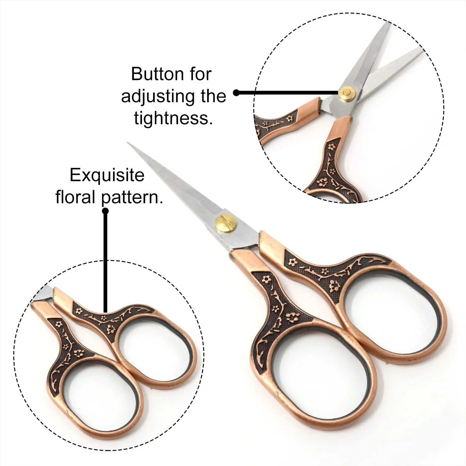 قیچی خیاطی گلدوزی عتیقه Honbay، 2 عددی، قیچی جزئیات استیل ضد زنگ، قیچی چند منظوره برای آشپزخانه، منزل، اداره و مدرسه (2 رنگ) قیچی خیاطی گلدوزی عتیقه Honbay، 2 عددی، قیچی جزئیات استیل ضد زنگ، قیچی چند منظوره برای آشپزخانه، منزل، اداره و مدرسه (2 رنگ)