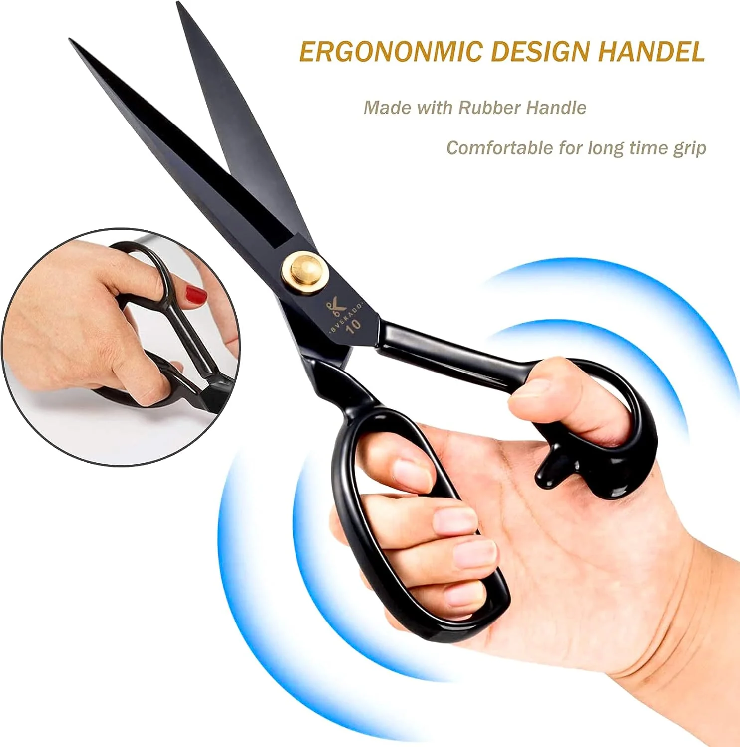 قیچی پارچه هوملین، 25.5 سانتیمتری - قیچی خیاطی و برش پارچه، مناسب برای برش پارچه، لباس و چرم (مشکی، راست دست) قیچی پارچه هوملین، 25.5 سانتیمتری - قیچی خیاطی و برش پارچه، مناسب برای برش پارچه، لباس و چرم (مشکی، راست دست)