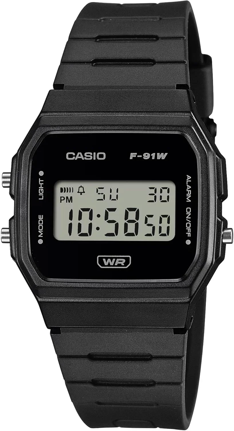 ساعت مچی دیجیتال مردانه/زنانه کاسیو مدل F-91WB-1AEF با بند پلاستیکی، مشکی