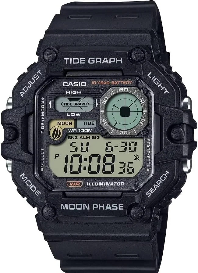 Casio Illuminator Tide Graph Moon Phase 10-Year Battery Digital Watch