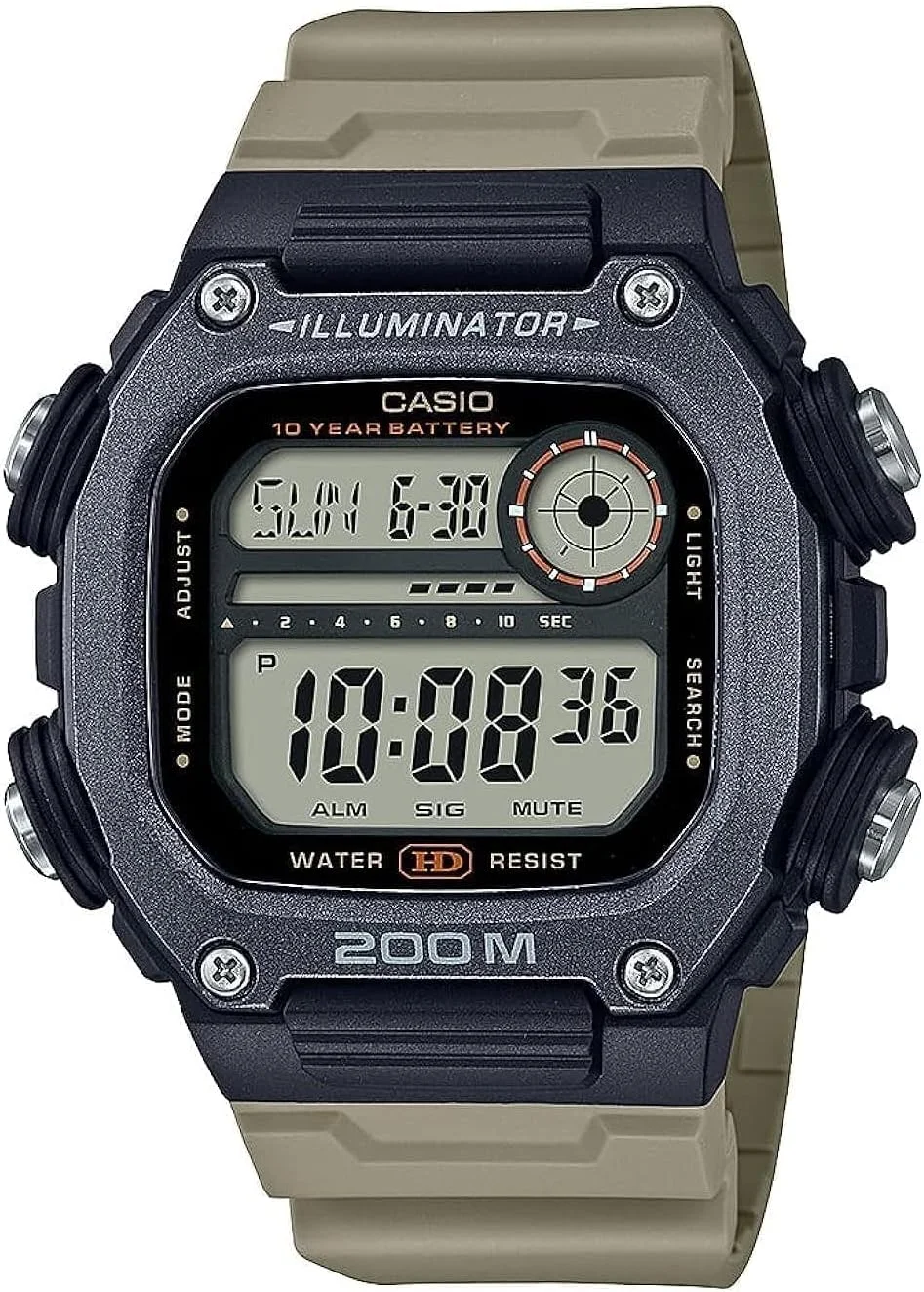 Casio Men's Quartz 10-Year Battery 200M Water Resistant Extra Long Band Watch DW-291HX-5AV, Black