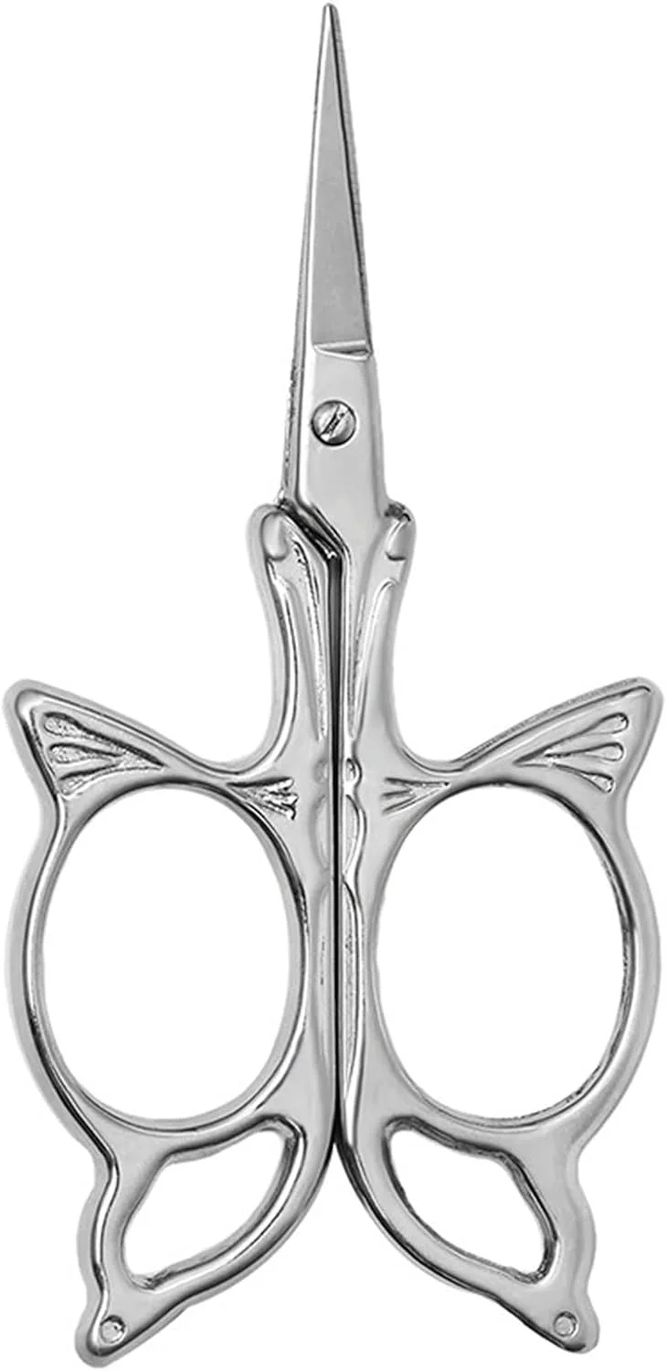 قیچی کوچک HODORE، قیچی طرح پروانه ای استیل ضد زنگ، قیچی خیاطی، ابزار گلدوزی و صنایع دستی (رنگ: Hortelé)