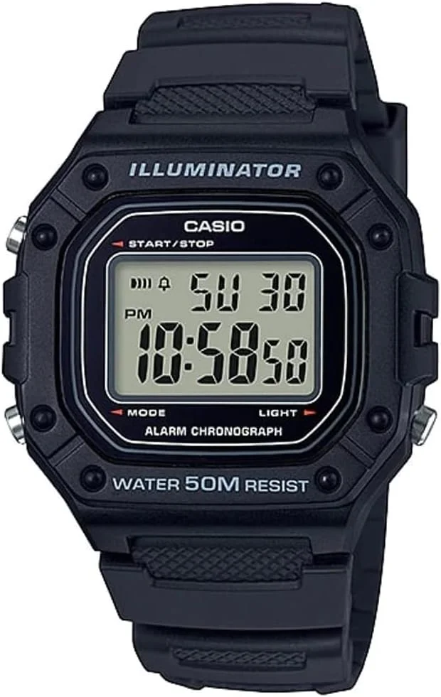 Casio W218H Series | Men’s Digital Watch | 50M WR | 1/100 Second Stopwatch | 100 SEC Chronograph | LED Backlight | Countdown Timer | Daily Alarm | Hourly Time Signal | 7 Year Battery