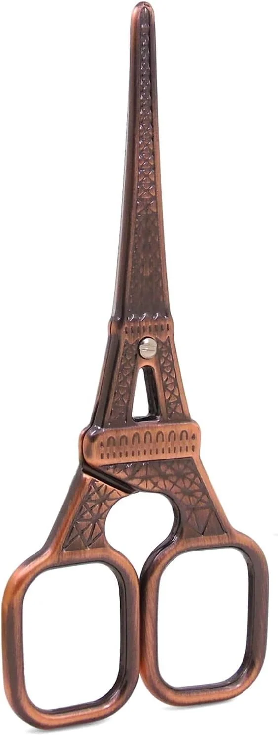 قیچی HHMMEDE مدل Vintage، قیچی خیاطی طرح برج، قیچی عتیقه برای کارهای دستی، قیچی پیرایش گلدوزی، قیچی خیاطی گلدوزی (بژ)