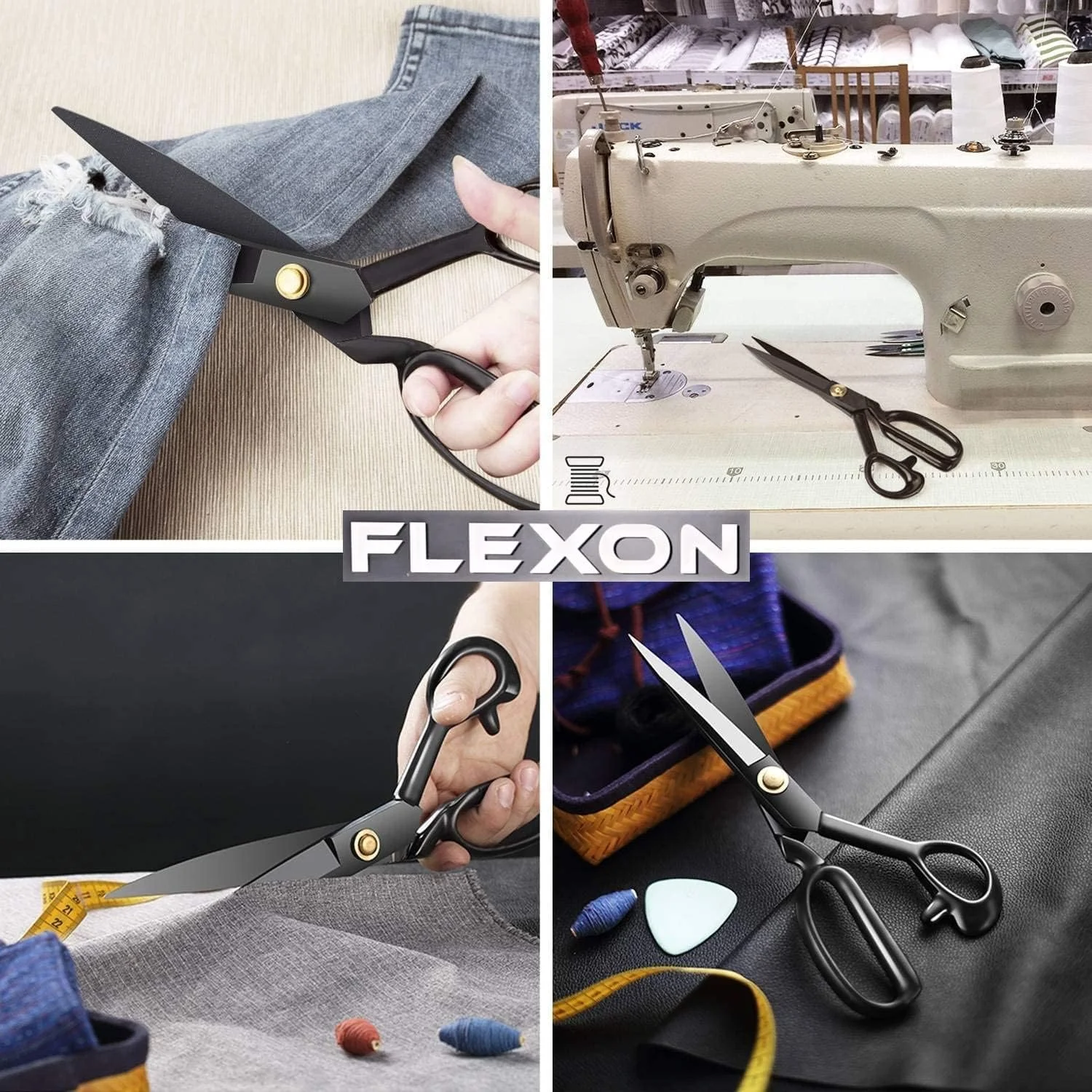 قیچی خیاطی 10 اینچی GEMSY Flexon برای برش پارچه، قیچی خیاطی فولادی کربنی ضد زنگ تیز برای خیاطی، بهترین قیچی چند منظوره برای دفتر، صنایع دستی، بانوان، برش سبزیجات قیچی خیاطی 10 اینچی GEMSY Flexon برای برش پارچه، قیچی خیاطی فولادی کربنی ضد زنگ تیز برای خیاطی، بهترین قیچی چند منظوره برای دفتر، صنایع دستی، بانوان، برش سبزیجات
