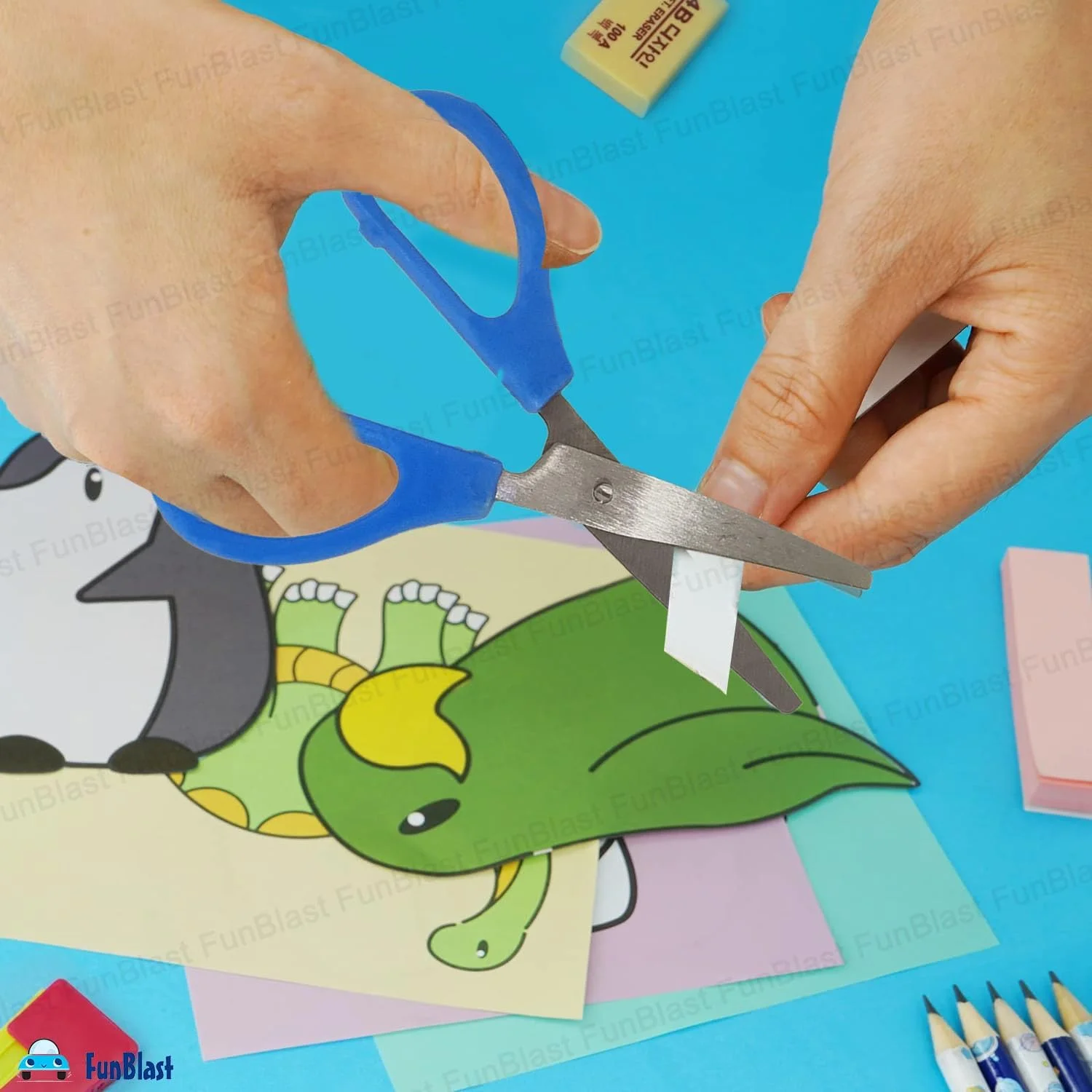 قیچی کاردستی استیل طرح دایناسور فان بلاست - قیچی کاوائی بامزه با روکش ایمنی، قیچی برش کاغذ برای کارهای هنری و کاردستی، قیچی کاردستی، ایده آل برای اسکرپ بوک، برش کاغذ، DIY (آبی) قیچی کاردستی استیل طرح دایناسور فان بلاست - قیچی کاوائی بامزه با روکش ایمنی، قیچی برش کاغذ برای کارهای هنری و کاردستی، قیچی کاردستی، ایده آل برای اسکرپ بوک، برش کاغذ، DIY (آبی)