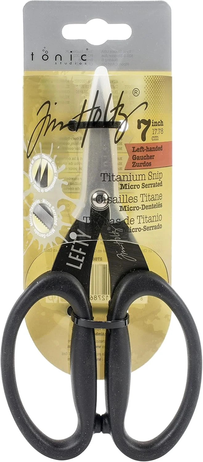 قیچی 7 اینچی ضد چسبندگی تیتانیومی دندانه دار ریز Tim Holtz 2786e - مخصوص افراد چپ دست