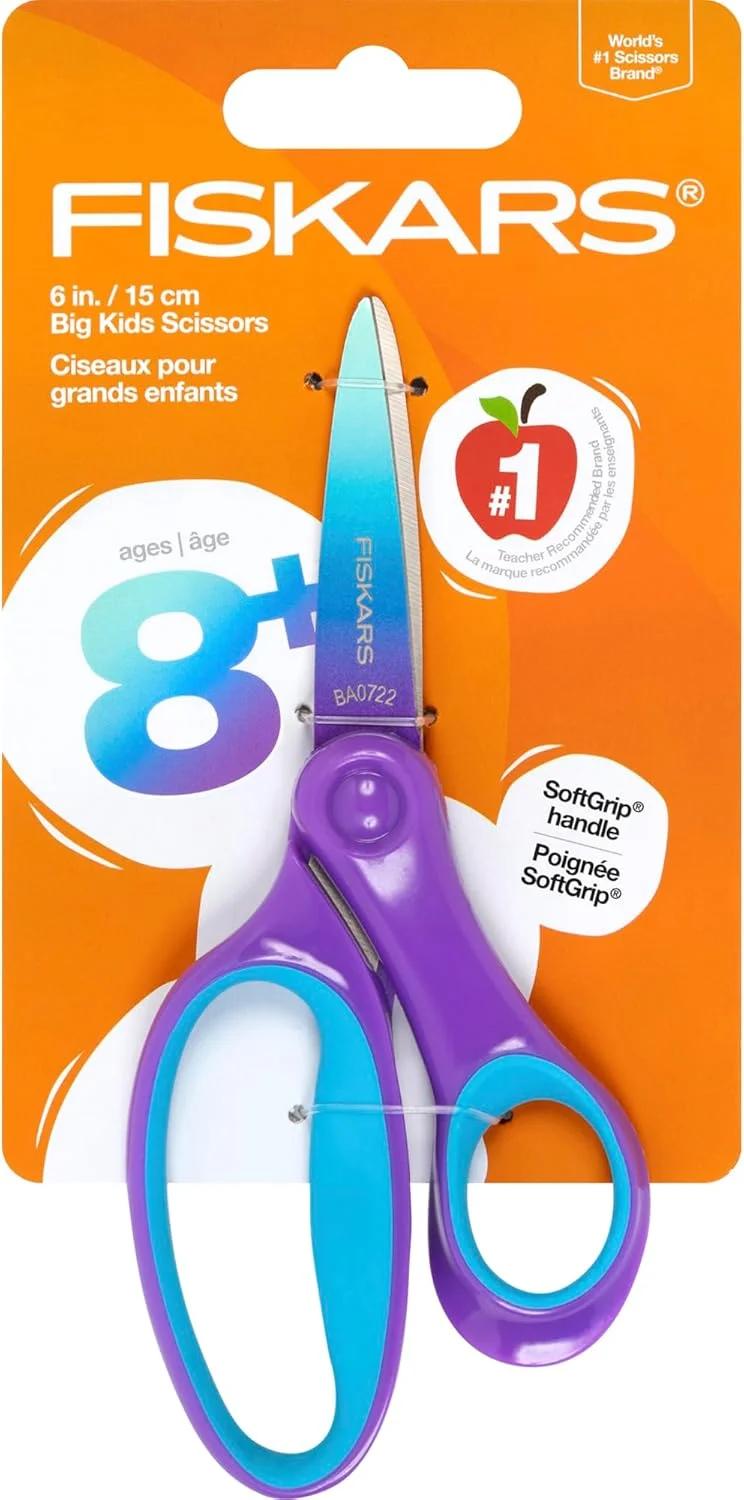 قیچی بزرگسالان Fiskars® Ombre، بنفش/فیروزه ای (6 اینچ)