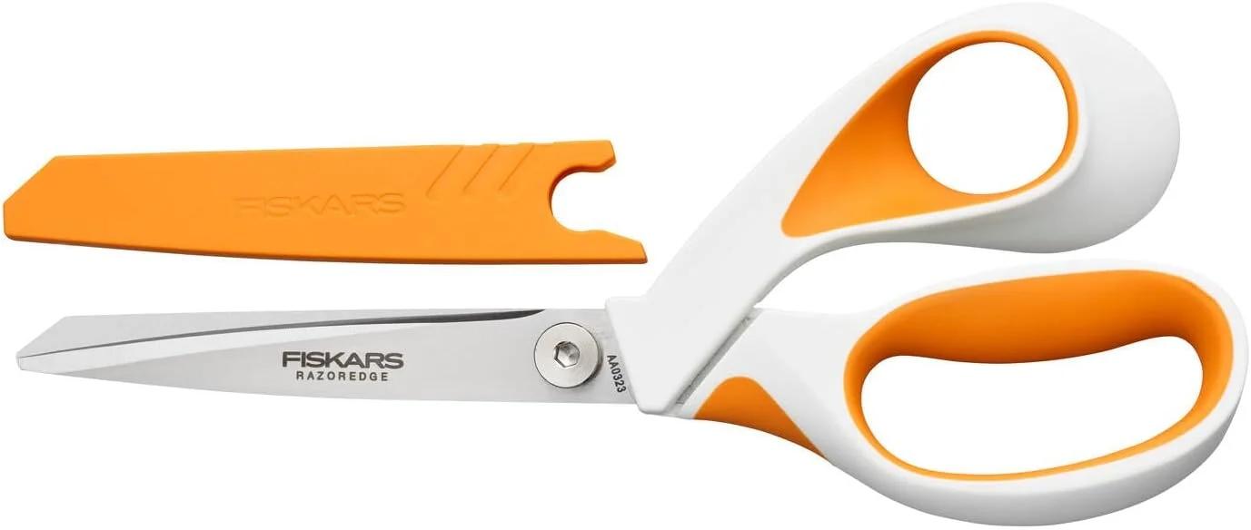 قیچی پارچه بر Razor Edge فیسکارس، 8.1 اینچ، تیغه استیل ضد زنگ/دسته پلاستیکی، سفید/نارنجی، 1070078