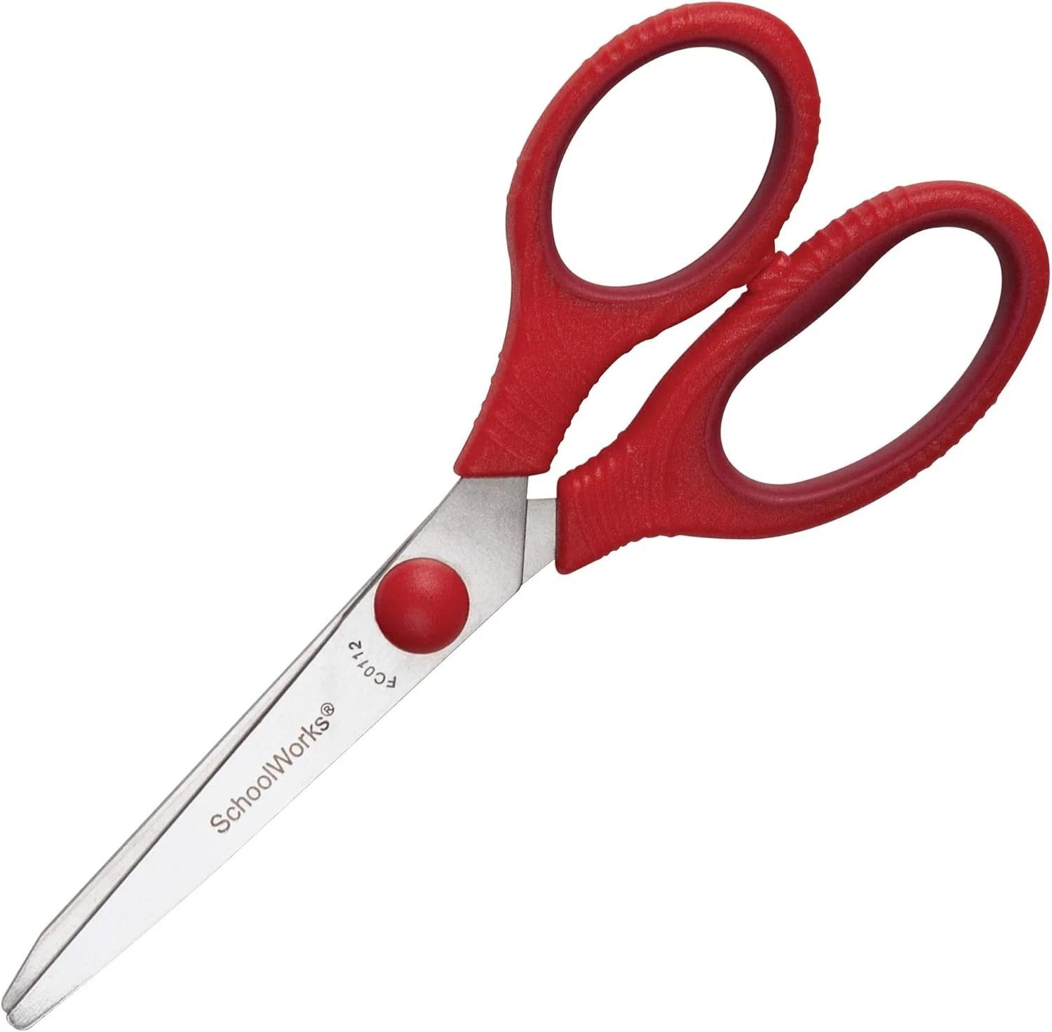 قیچی کودک Fiskars مدل SchoolWorks با نوک تیز و دسته ارگونومیک، طول 5 اینچ، رنگ‌های متنوع (کد 105580-1001)