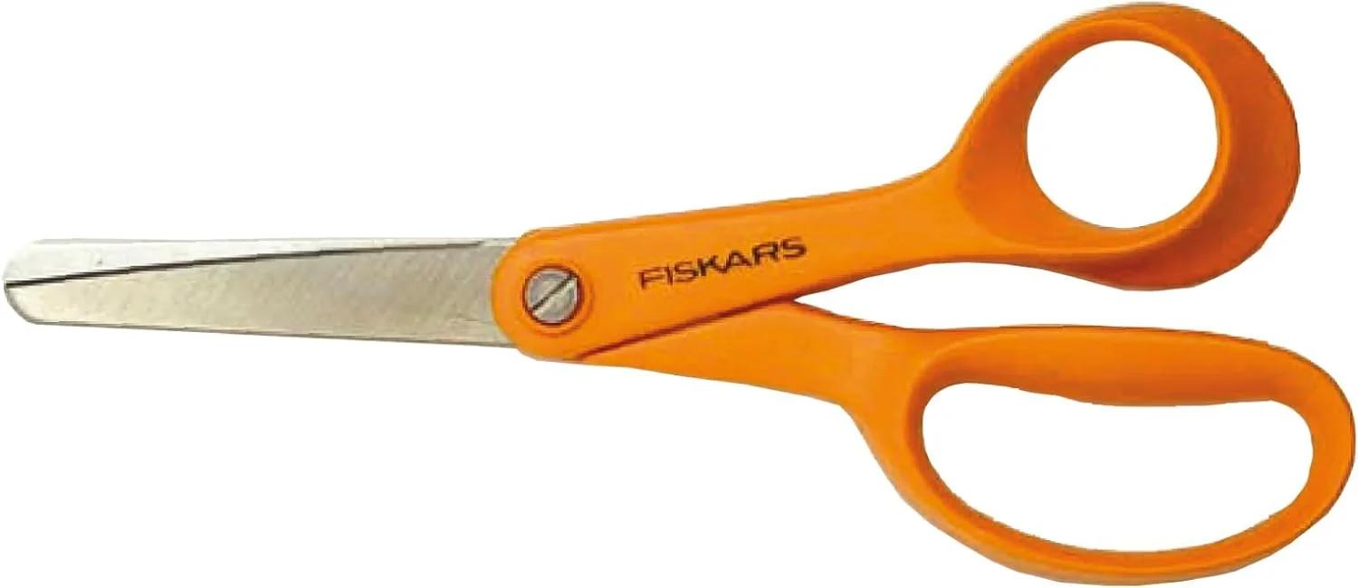 قیچی کودک Fiskars، مناسب برای 8 سال به بالا، طول 13 سانتی‌متر، برای راست‌دست‌ها، تیغه فولادی ضد زنگ/دسته‌های پلاستیکی، نارنجی، کلاسیک، 1005166