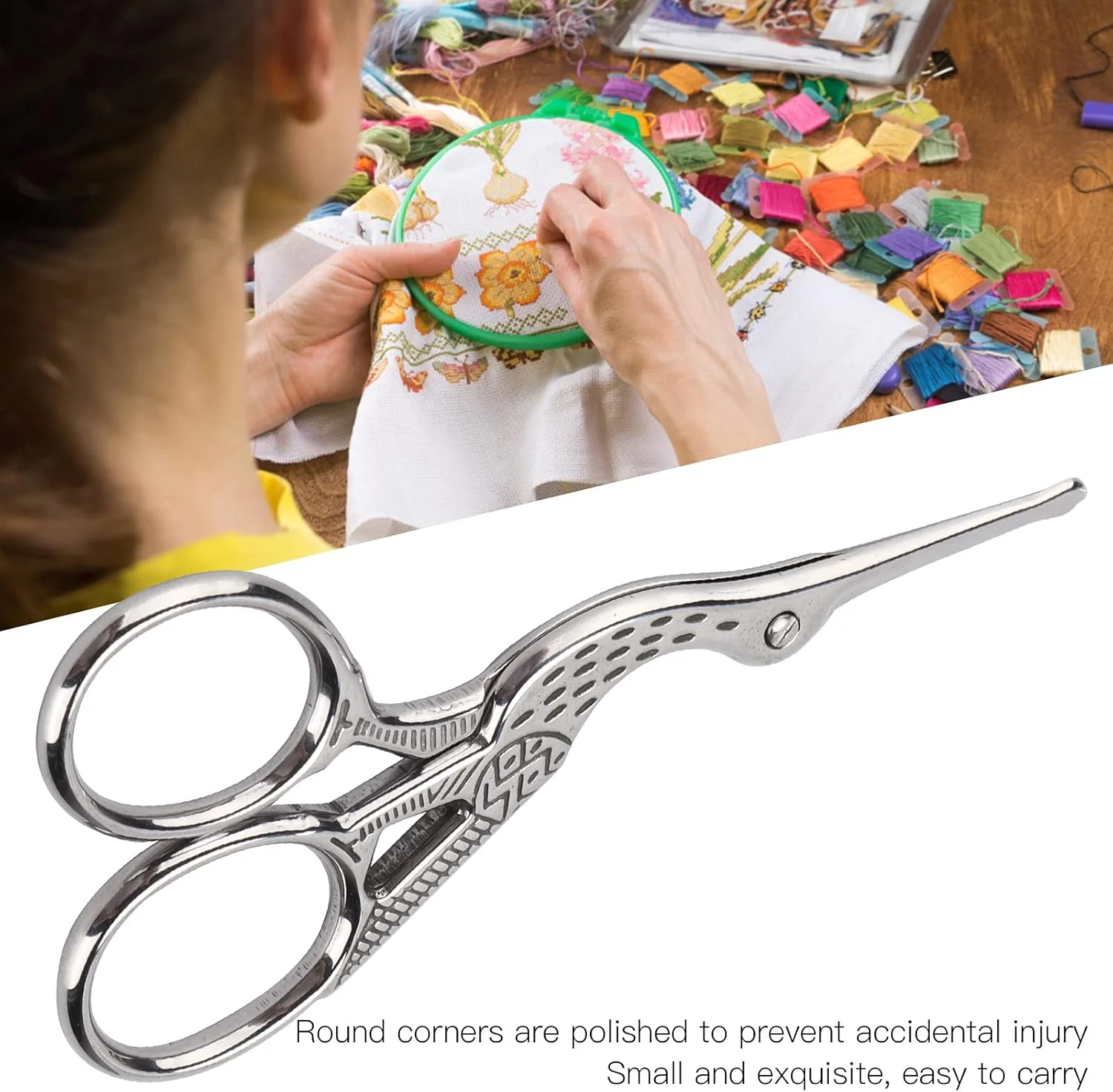 قیچی پارچه طرح جرثقیل استیل ضد زنگ خیاطی رترو گلدوزی ابزار قیچی صنایع دستی DIY (نقره ای) قیچی پارچه طرح جرثقیل استیل ضد زنگ خیاطی رترو گلدوزی ابزار قیچی صنایع دستی DIY (نقره ای)