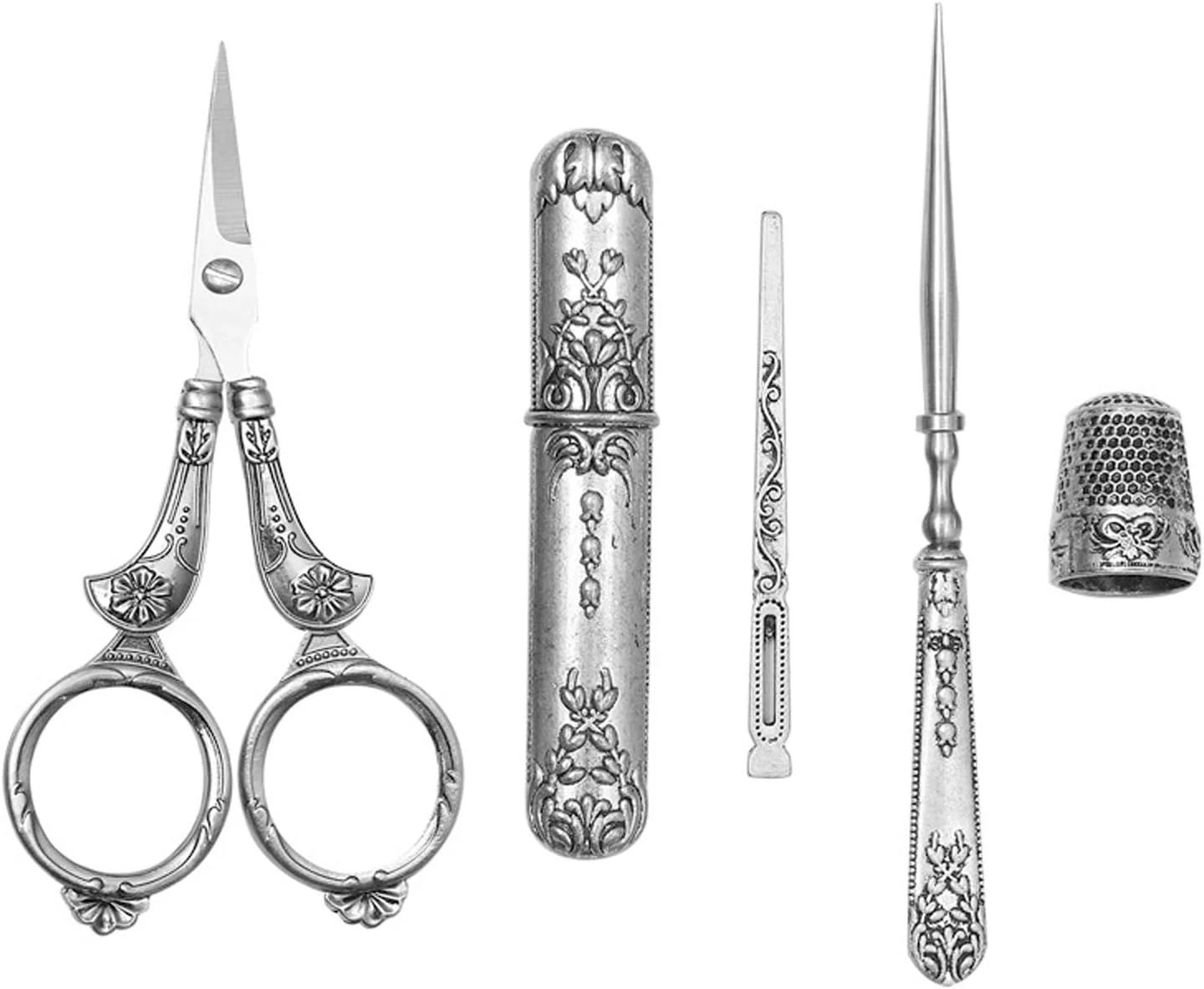 ست قیچی گلدوزی و خیاطی استیل ضد زنگ طرح اروپایی وینتیج مناسب برای کارهای هنری و سوزن دوزی