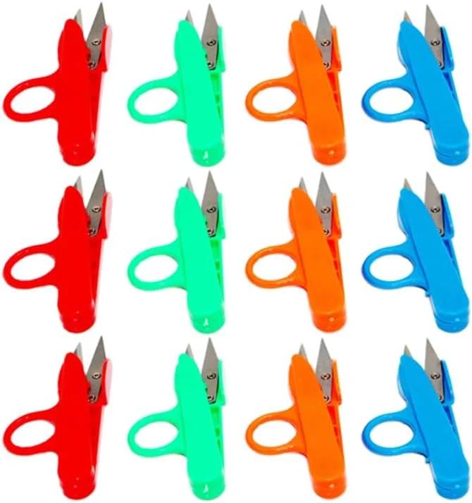 قیچی نخ چین Ciieeo، بسته 12 عددی، حرفه ای، دارای تیغه استیل ضد زنگ و دسته نرم، قیچی های کوچک