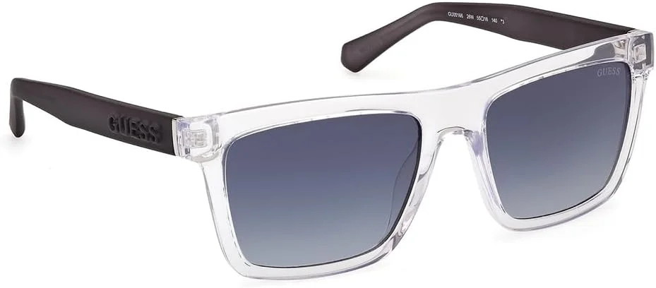 عینک آفتابی مردانه GUESS GU0016626W55 با فریم مربعی پلاستیکی شفاف و محافظت UV