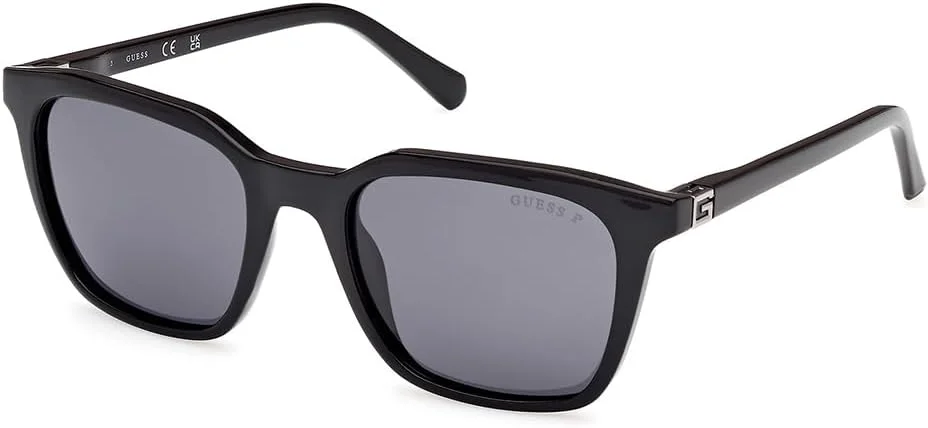 عینک آفتابی پلاریزه مردانه GUESS GU0017001D53 با فریم مربعی مشکی از جنس پلاستیک