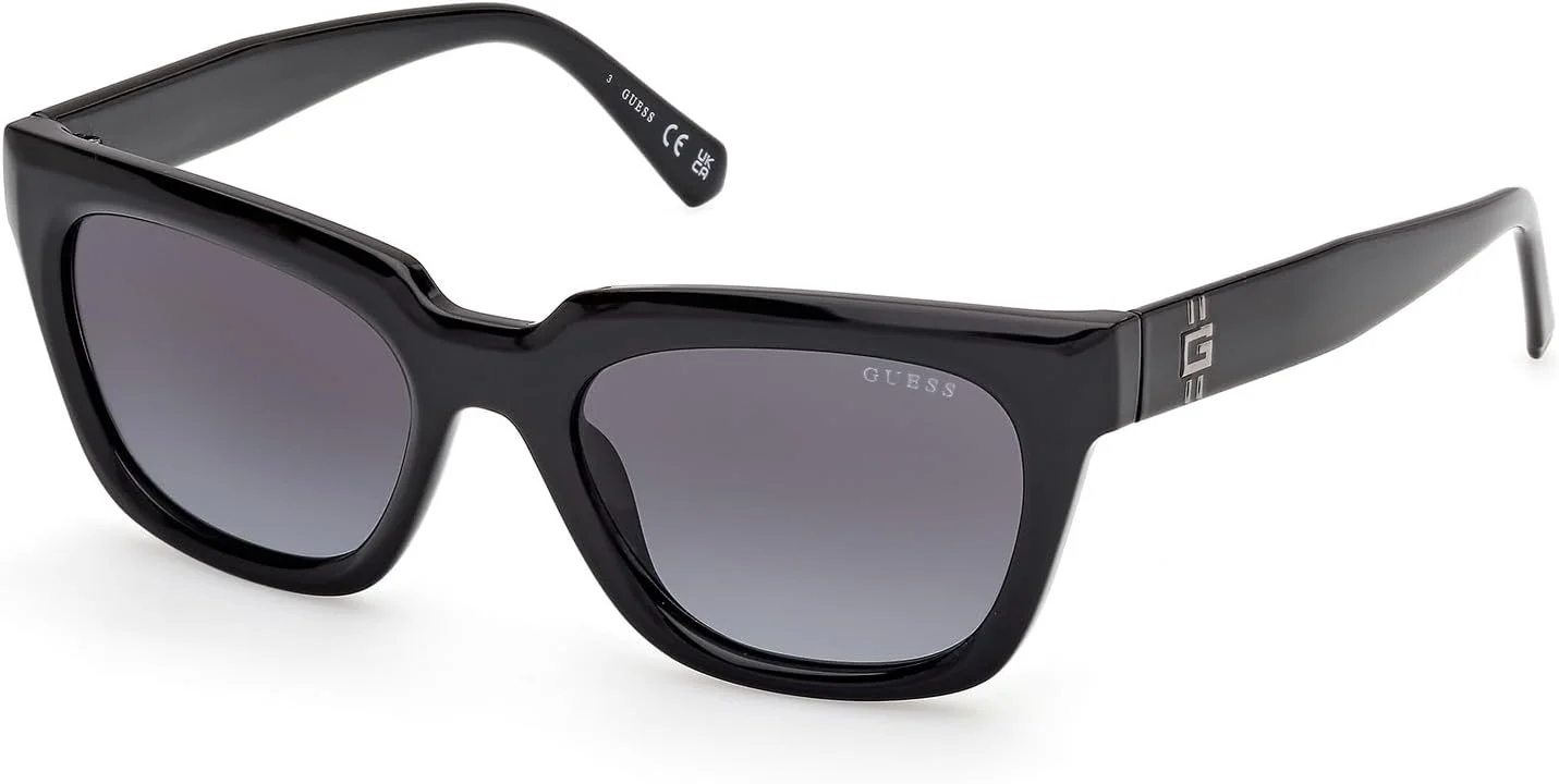 عینک آفتابی مردانه GUESS مربعی مشکی با فریم کامل، سایز 53