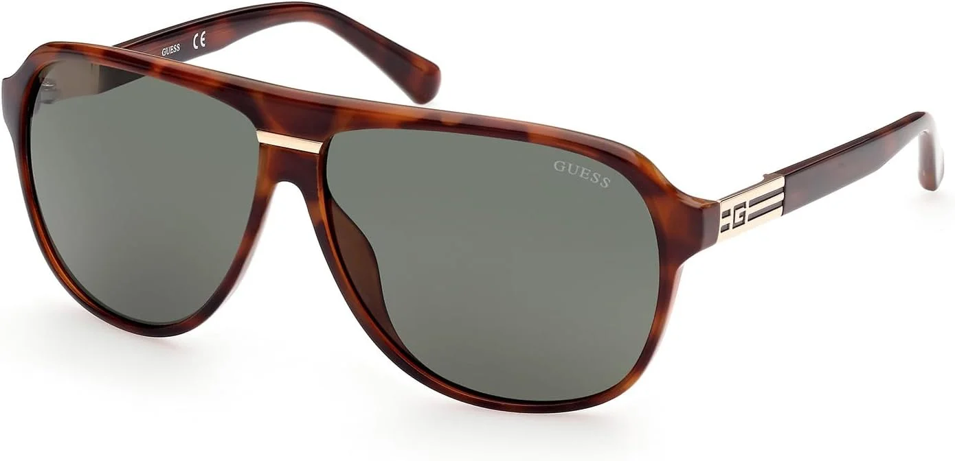 عینک آفتابی مردانه GUESS مدل GU0003953N61 با محافظت UV، رنگ هاوانا بلوند، سایز 61 میلی متر
