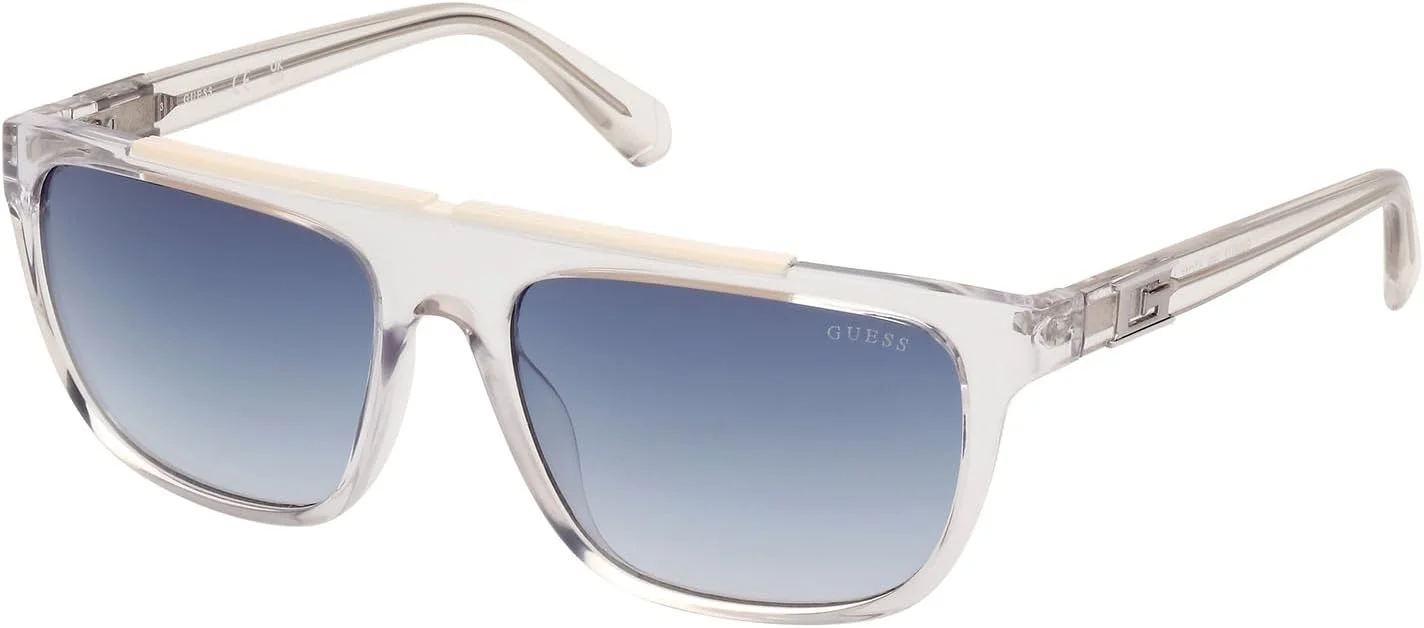 عینک آفتابی مردانه GUESS مدل GU0012226W57، محافظت در برابر اشعه UV، فلزی، کریستالی، 57 میلی متر