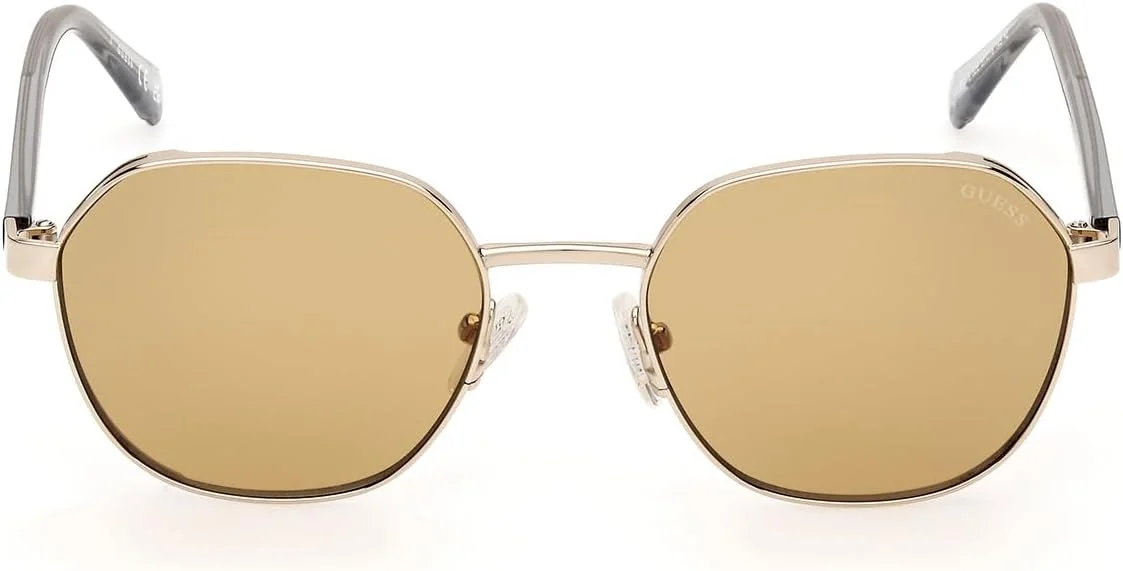 عینک آفتابی مردانه GUESS GU0011632E51 با محافظت UV، فلزی، طلایی کم رنگ براق، 51 میلی متر عینک آفتابی مردانه GUESS GU0011632E51 با محافظت UV، فلزی، طلایی کم رنگ براق، 51 میلی متر