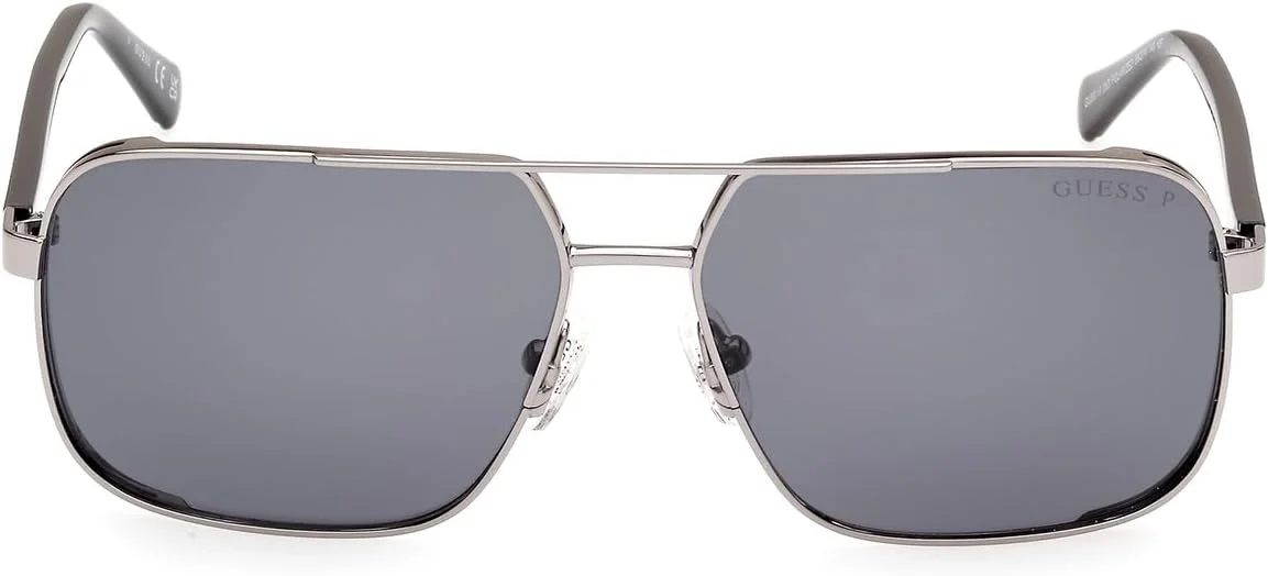 عینک آفتابی مردانه GUESS مدل GU0011908D58، فلزی، پلاریزه، رنگ Shiny Gunmetal، سایز 58 میلی‌متر