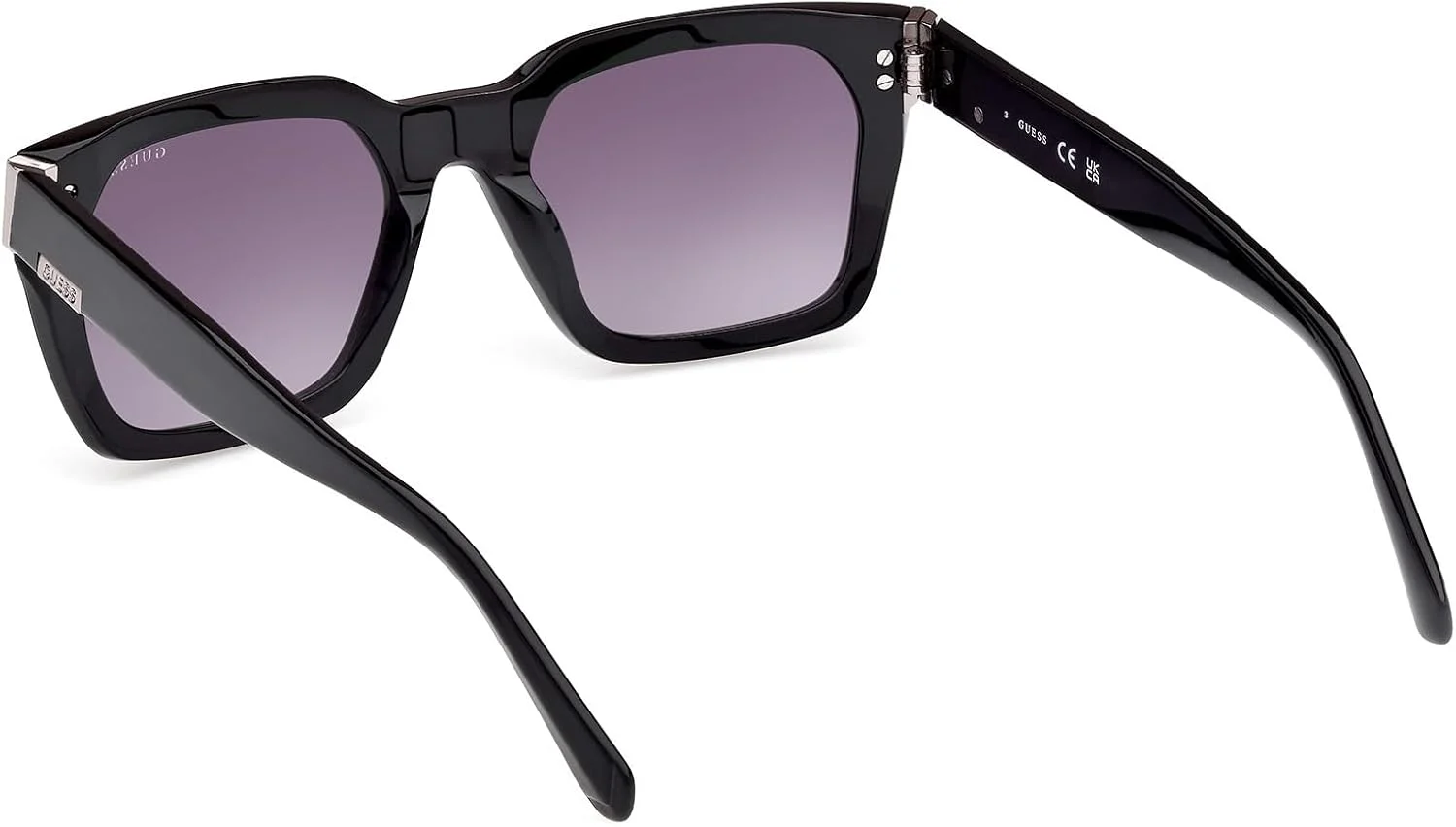 عینک آفتابی مردانه GUESS مربعی مشکی با فریم کامل، سایز 53