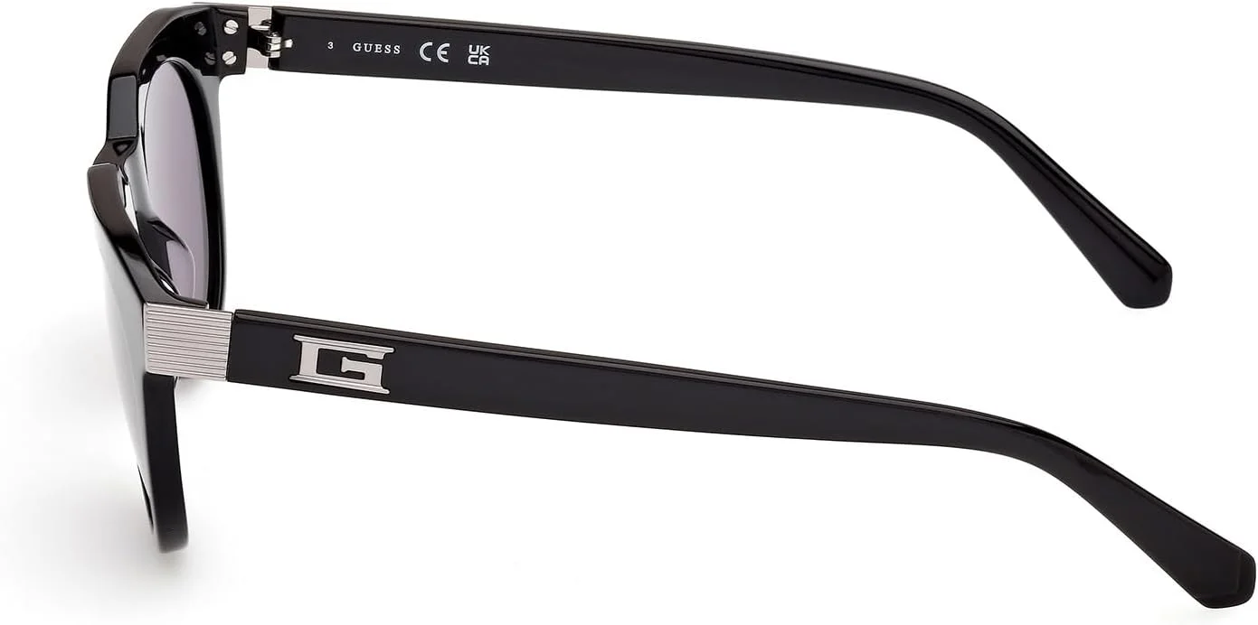 عینک آفتابی مردانه GUESS مدل NORMAL ROUND با فریم کامل مشکی، سایز 49