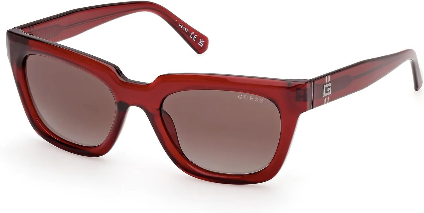 عینک آفتابی مردانه GUESS مربعی با قاب کامل، قرمز، 53