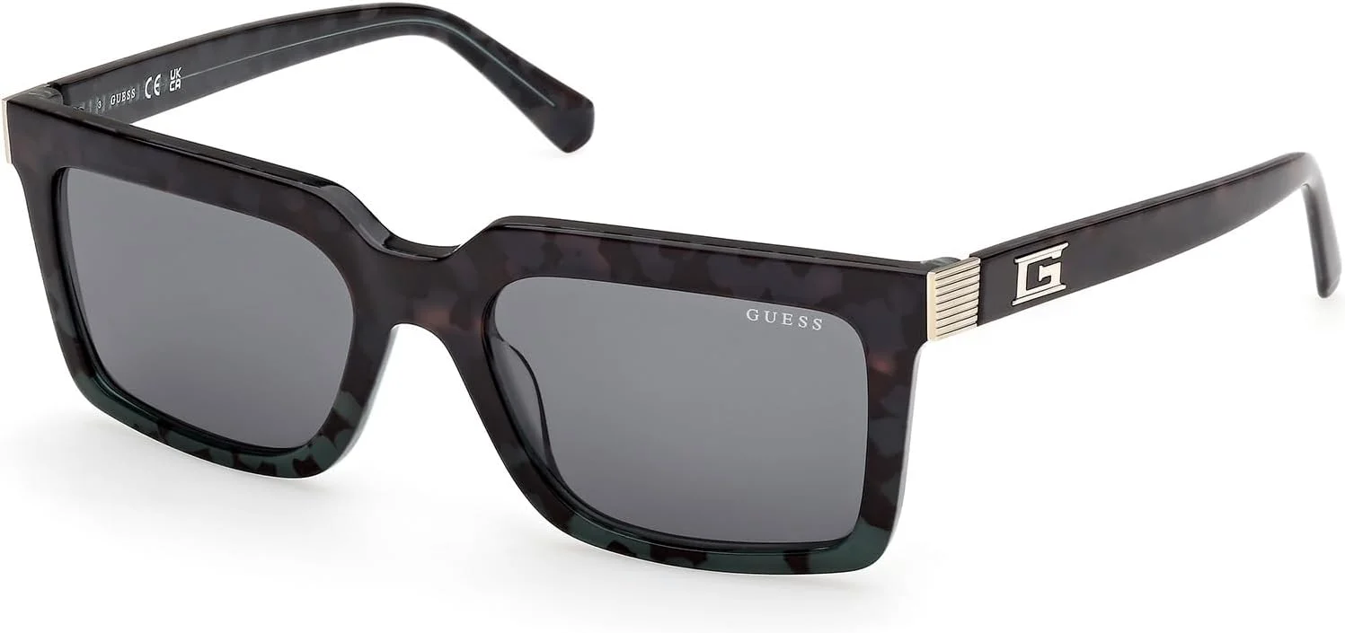 عینک آفتابی مردانه مستطیلی تمام فریم GUESS، سبز، 55