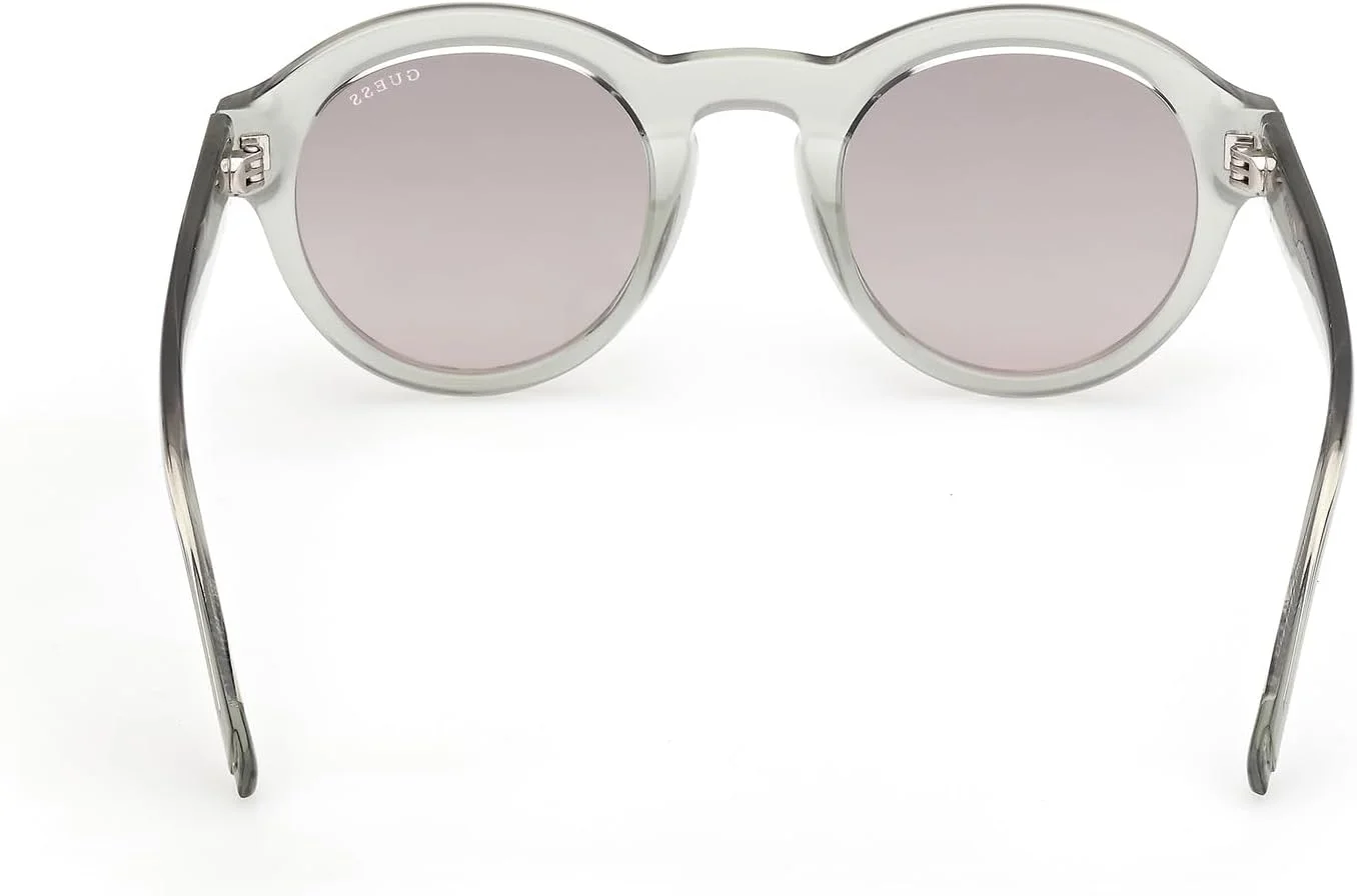 عینک آفتابی مردانه گرد خاکستری براق GUESS