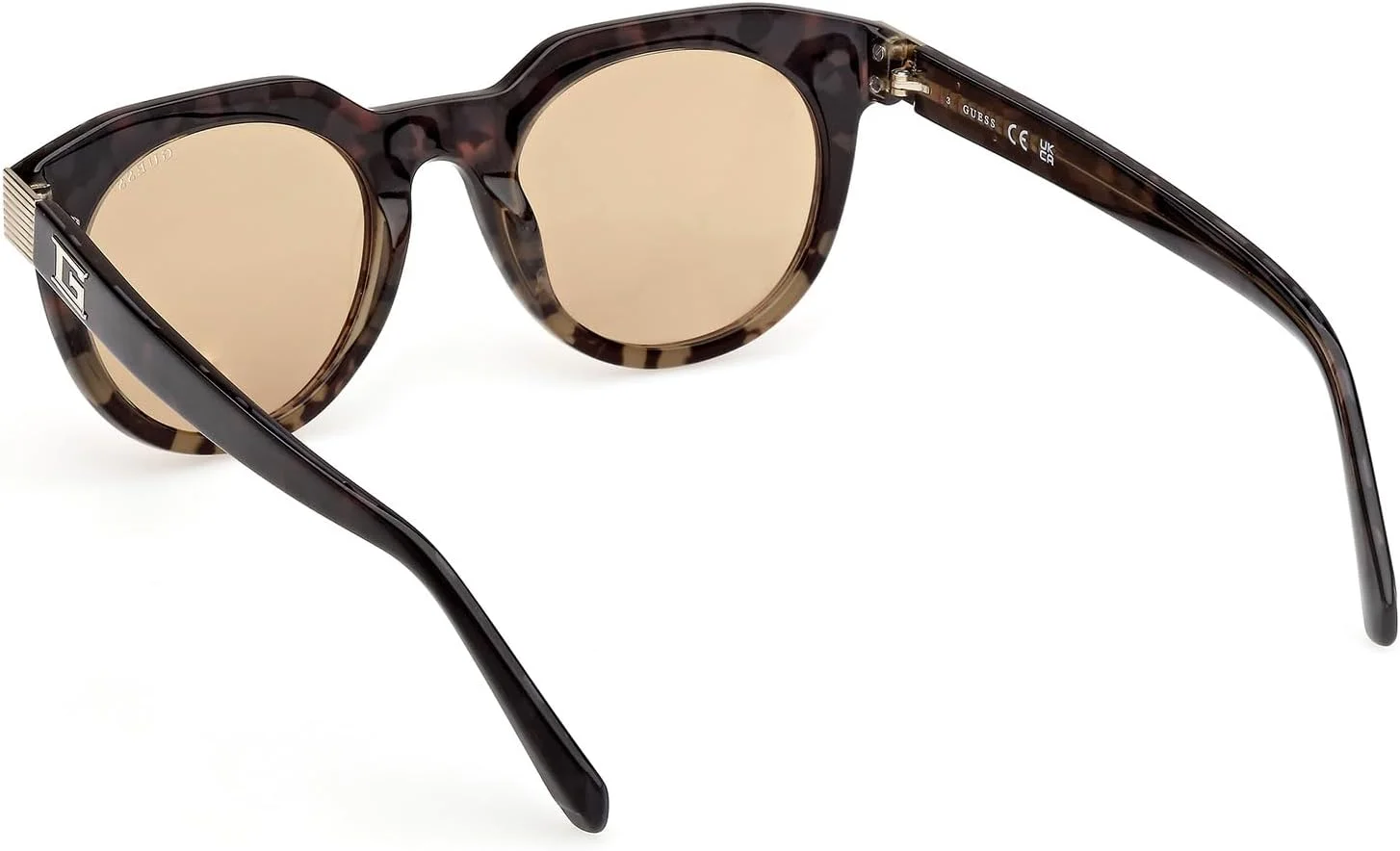 عینک آفتابی مردانه GUESS مدل NORMAL ROUND با فریم کامل، قهوه ای، سایز 49