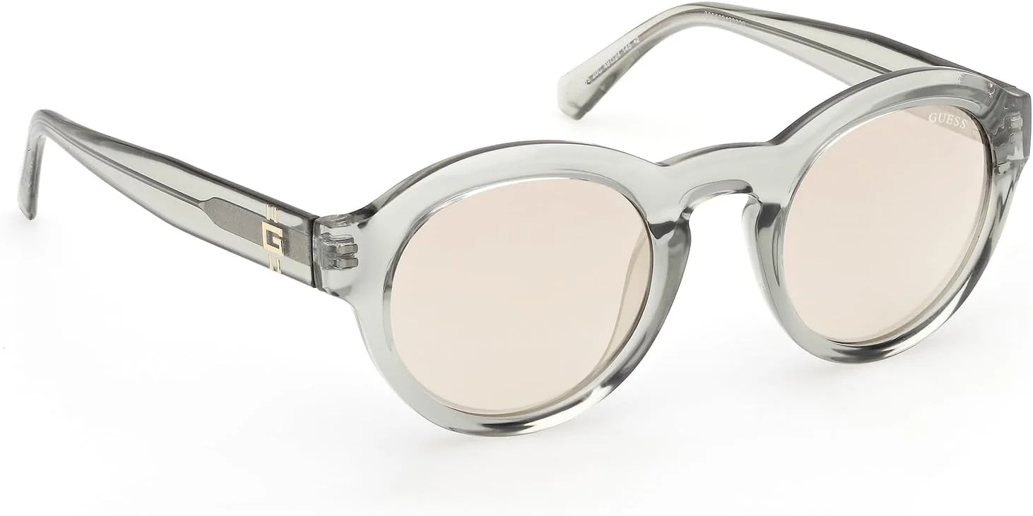 عینک آفتابی مردانه گرد خاکستری براق GUESS