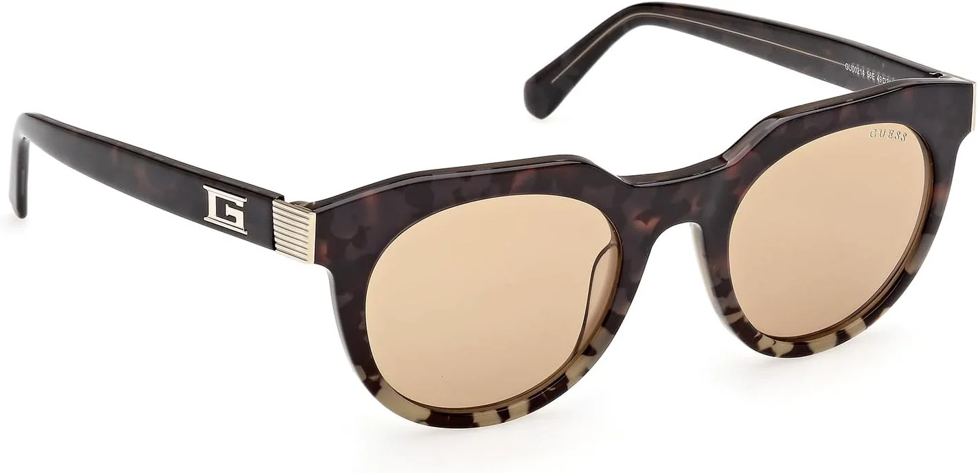 عینک آفتابی مردانه GUESS مدل NORMAL ROUND با فریم کامل، قهوه ای، سایز 49