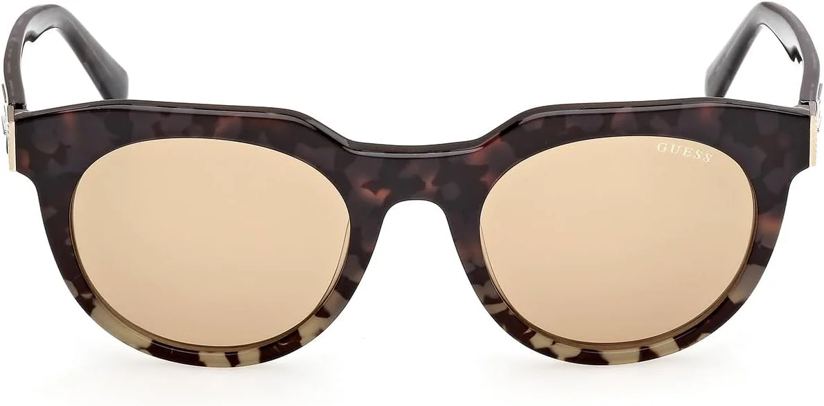 عینک آفتابی مردانه GUESS مدل NORMAL ROUND با فریم کامل، قهوه ای، سایز 49