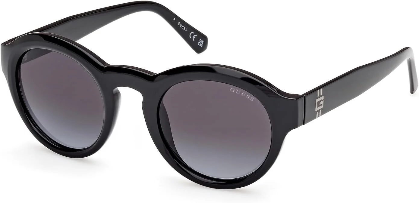 عینک آفتابی مردانه GUESS مدل NORMAL گرد مشکی با فریم کامل، سایز 49