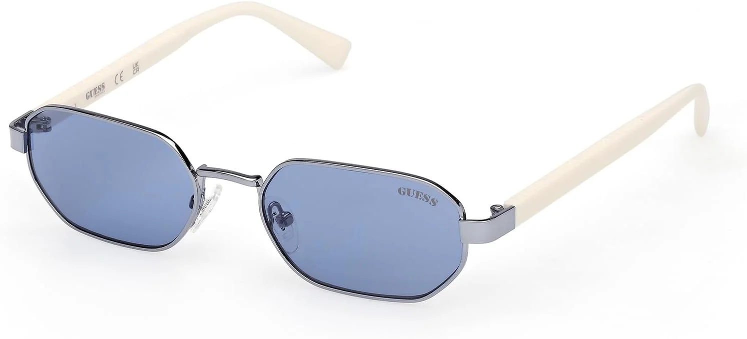 عینک آفتابی مردانه GUESS مدل HEXAGONAL METAL SHINY LIGHT BLUE