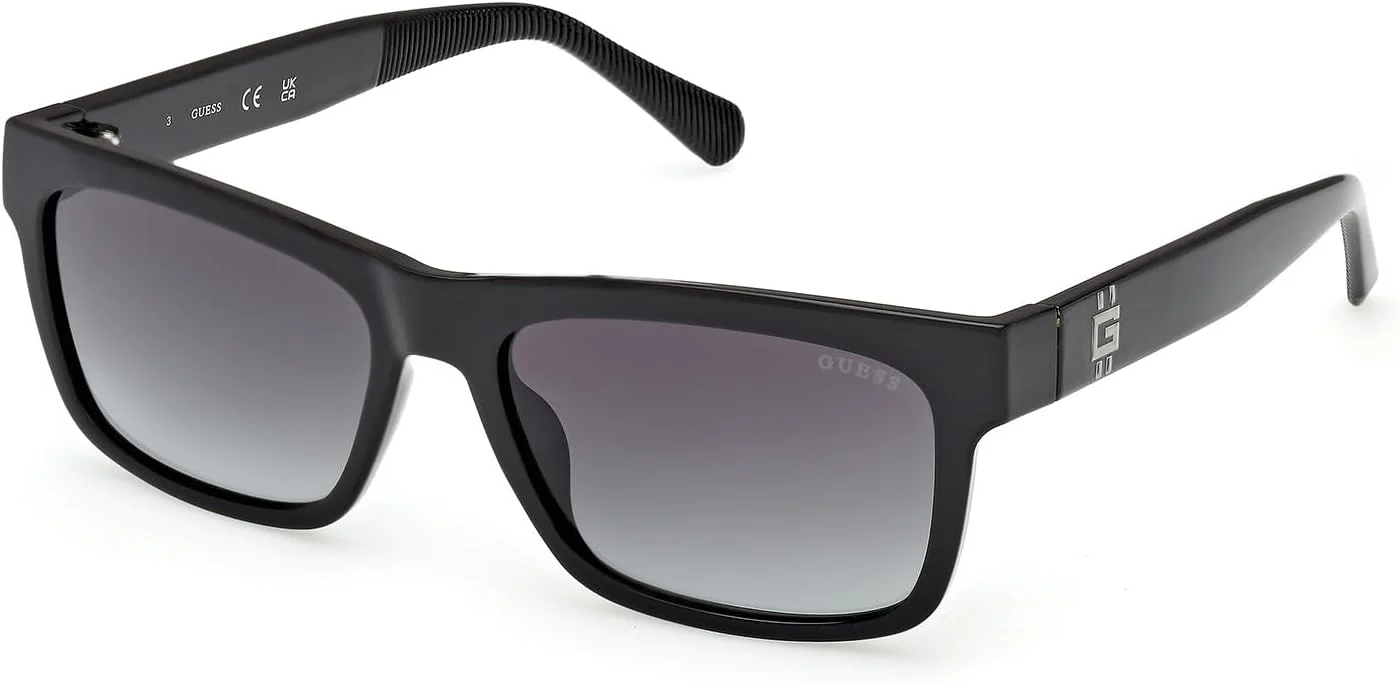 عینک آفتابی مردانه مستطیلی مشکی براق GUESS
