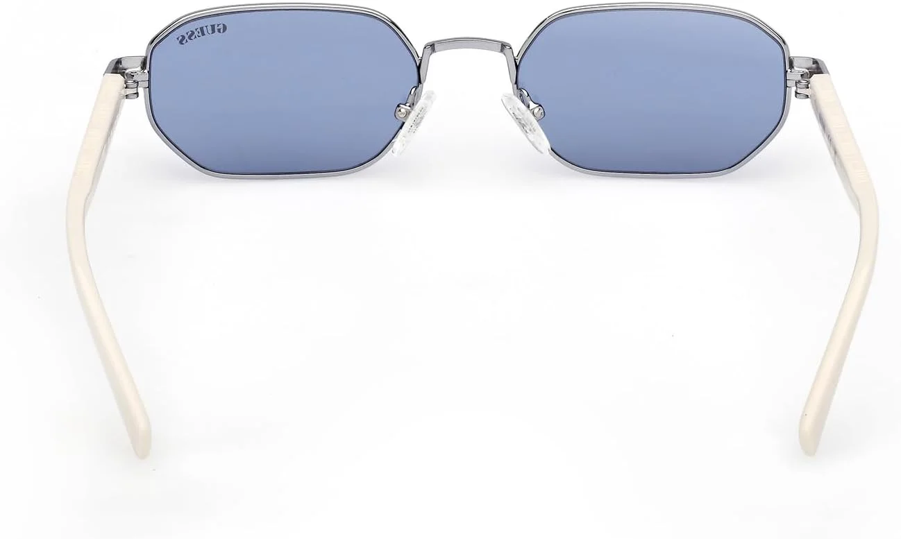 عینک آفتابی مردانه GUESS مدل HEXAGONAL METAL SHINY LIGHT BLUE